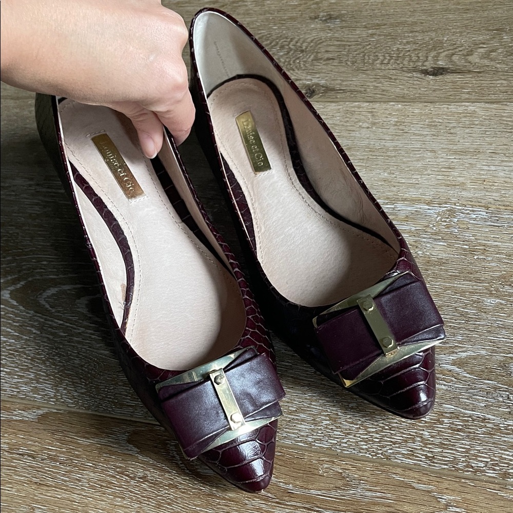 Louise et Cie Burgundy Flats with Bow Accent